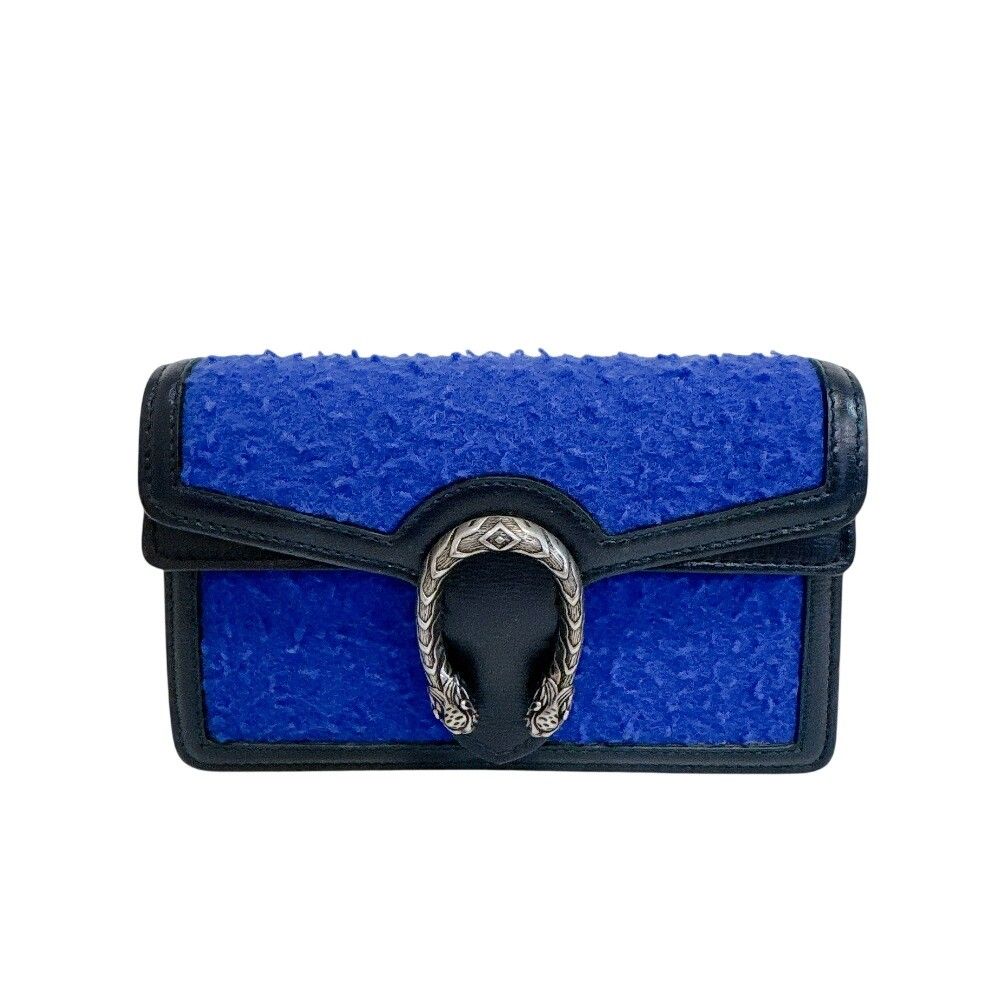 GUCCI グッチ 476432 ディオニュソス ウール レザー チェーン ショルダーバッグ ブルー 青 レディース