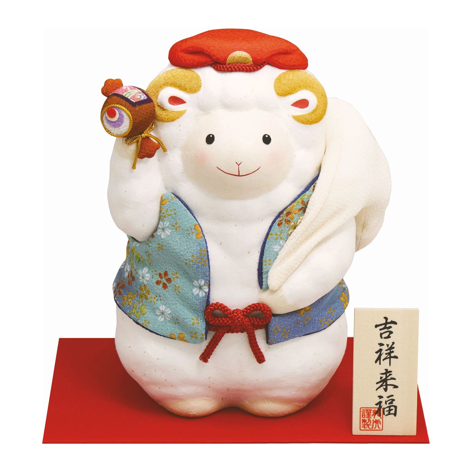 未(ひつじ)の歳干支飾り 手作りちぎり和紙細工 特大 大黒 未 手作り和紙細工 置物 飾り 2027年 令和9年 縁起 開運 迎春