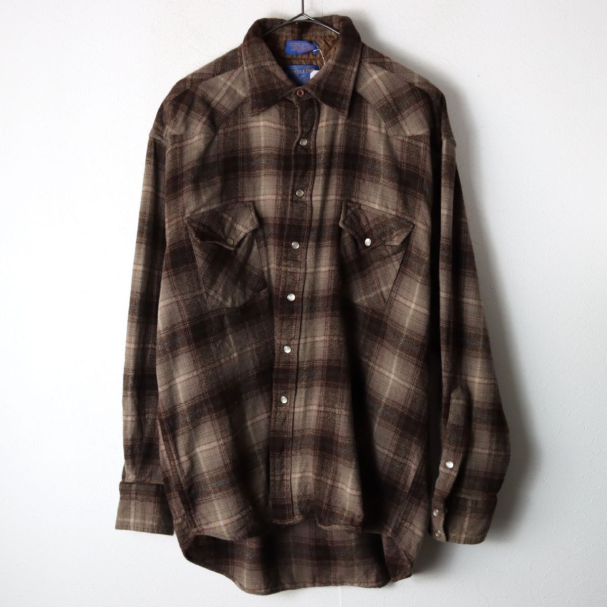 メキシコ製 PENDLETON ペンドルトン ネルシャツ ウールシャツ オンブレ チェック ブラウン XL/ 古着 ヴィンテージ