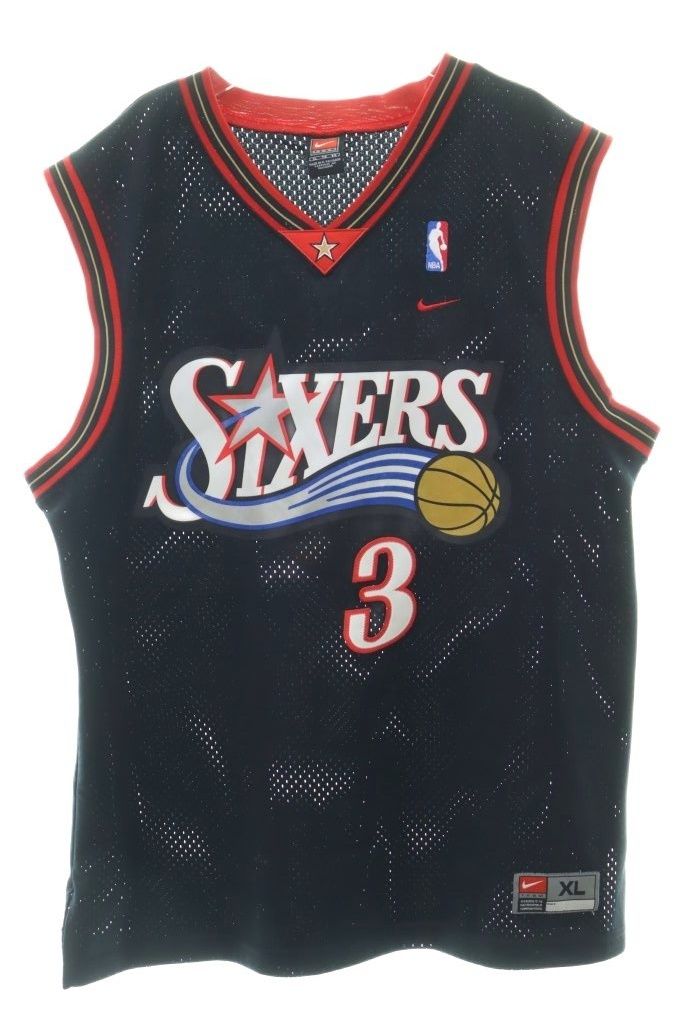 ナイキ NIKE 00s 76ers NBA IVERSON BLACK XLサイズ アレンアイバーソン ユニフォーム ゲームシャツ ブラック 黒 　【ブランド古着ベクトル】【中古】260903