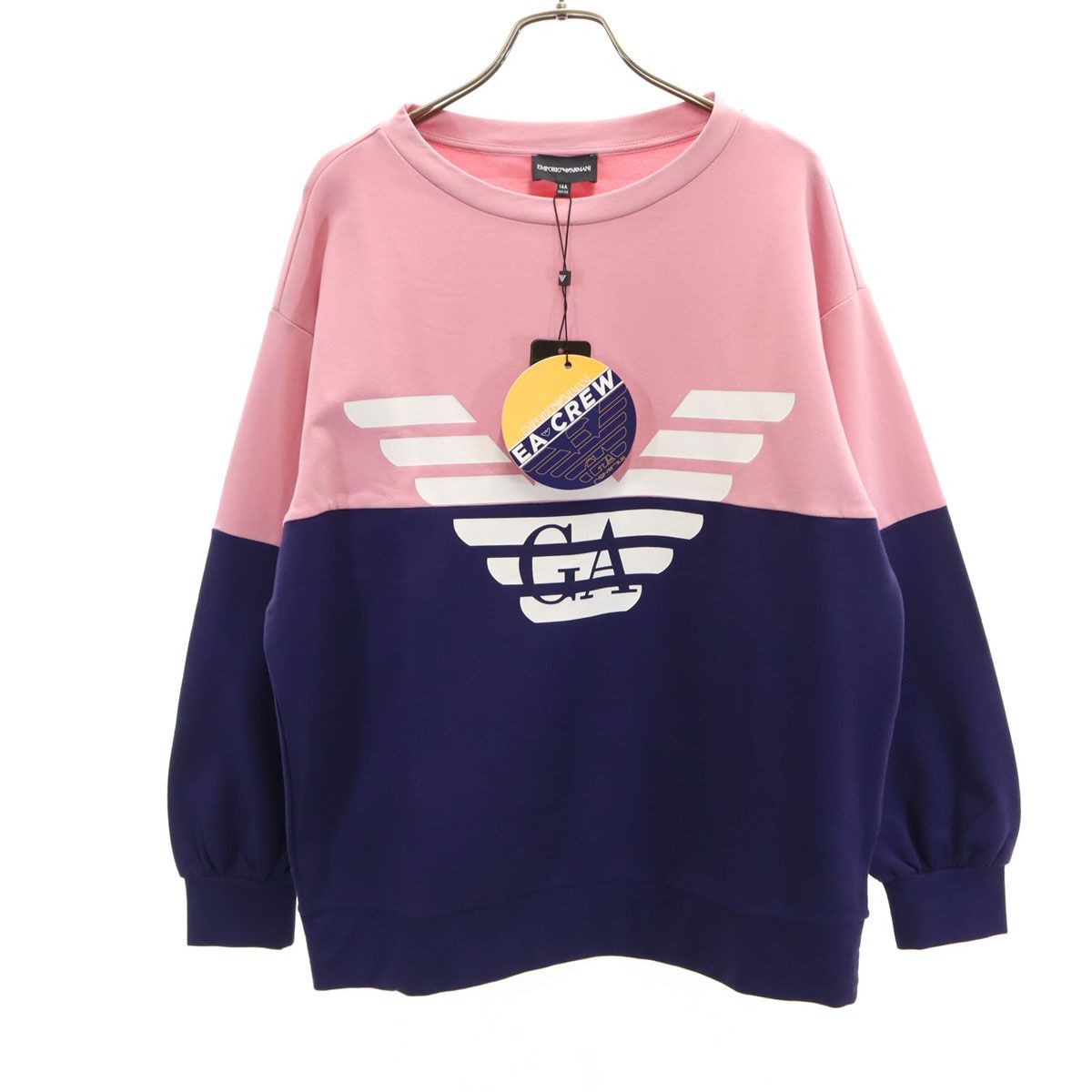 未使用 Emporio Armani エンポリオアルマーニ 長袖 スウェット トレーナー 14A ピンク キッズ 古着