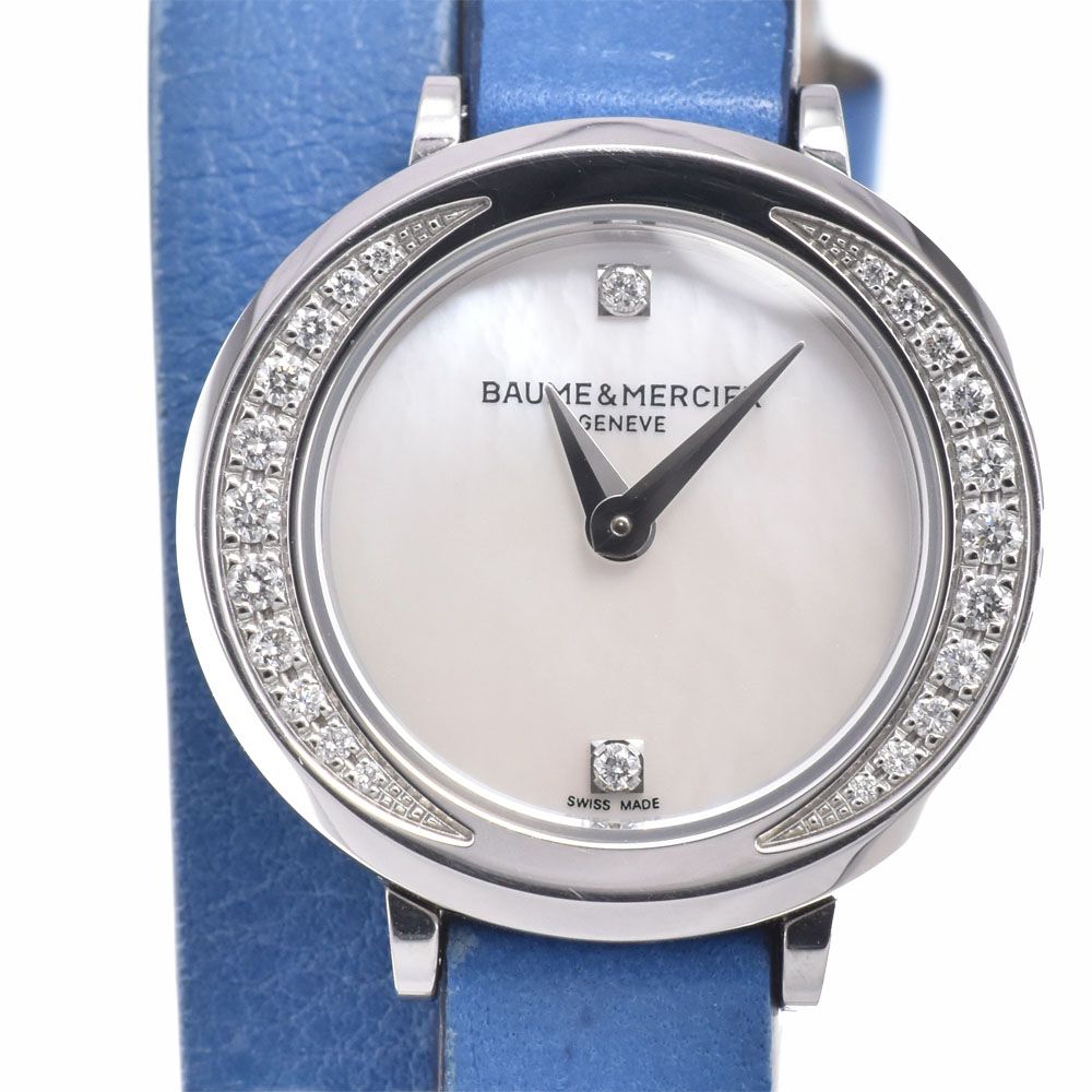 ボーム＆メルシェ Baume & Mercier M0A10288 プロメッセ ダイヤモンドベゼル クォーツ レディース 美品 箱・保証書付き 腕時計 G#149887