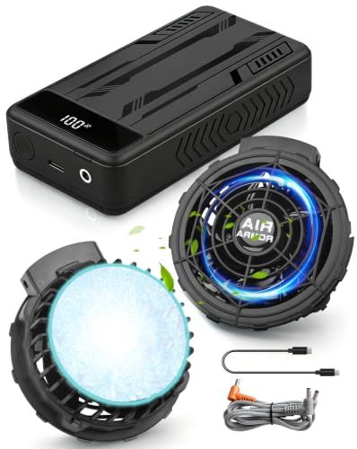 【新品】ファンバッテリーセット 【瞬間冷却x超強力送風】 ペルチェ ファン 業界最大7.5センチペルチェプレート搭載 41400ｍAh大容量 最大42時間連続稼働 PD60W急速充電 90mm服穴径対応 作業服用 暑さ対策 PSE認証済 8720bee6