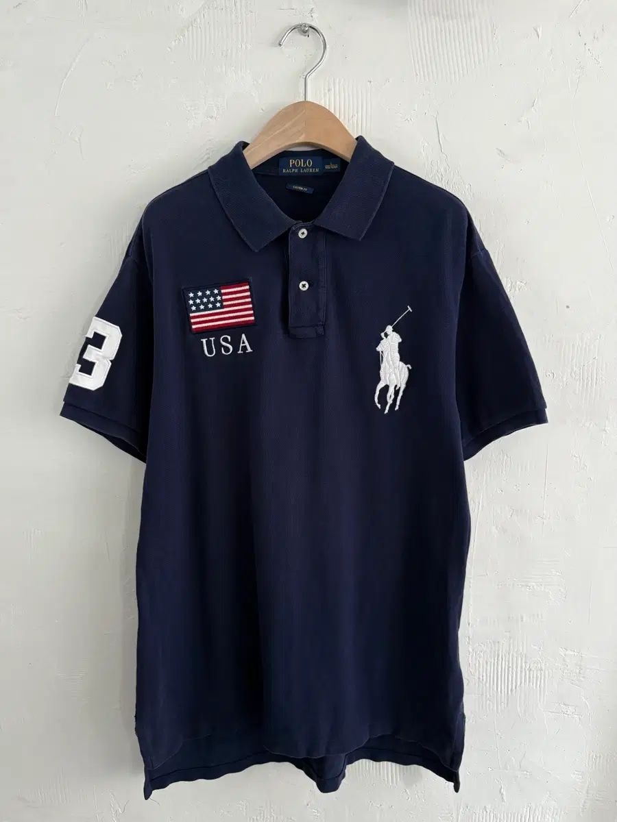 Polo ポロ ラルフローレン 星条旗USA ビックポニー ネイビーカラー PK カラーTシャツ