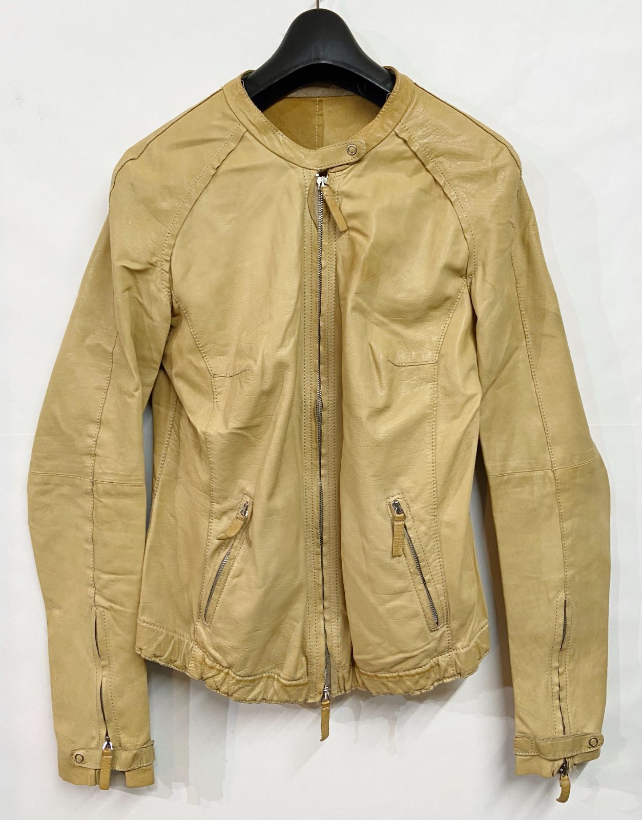 イタリア製 Brogden｜ブログデン レザー ノーカラーライダース ジャケット 7,029円