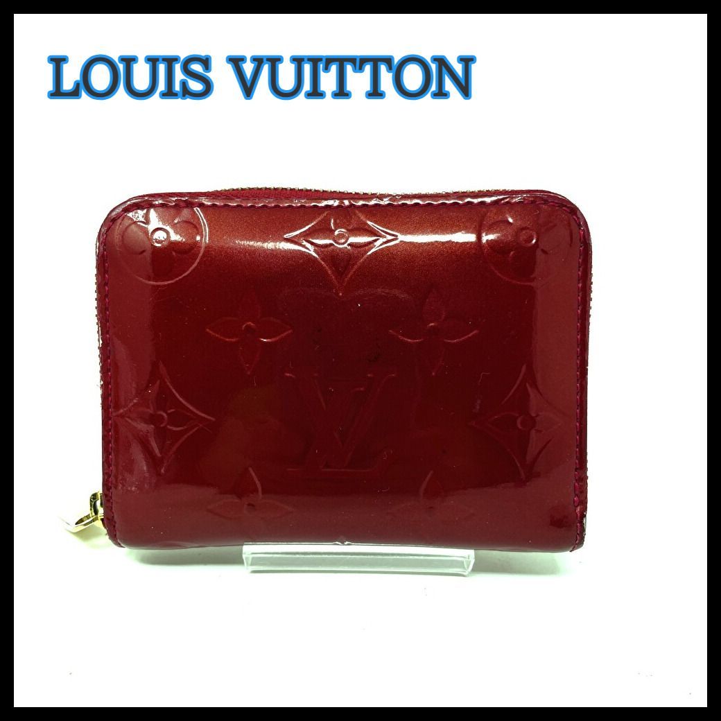 ルイ・ヴィトン ミニ財布 モノグラム ヴェルニ LOUIS VUITTON ジップ コンパクト コインパース パテントレザー 赤 M90202