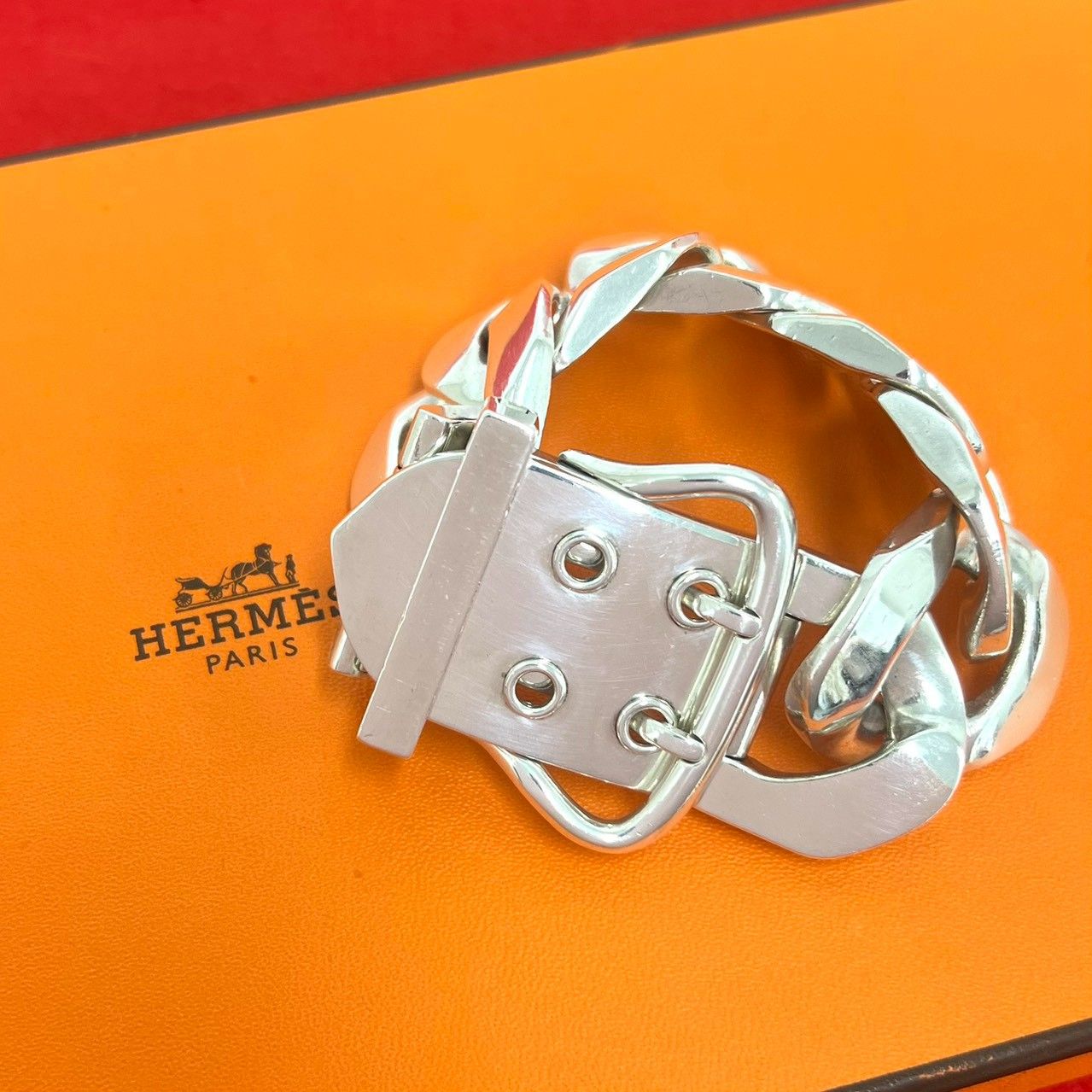 極 美品 HERMES エルメス ブックルセリエ TGM ブレスレット シルバー925 アクセサリー メンズ シルバー 26506 360,810円