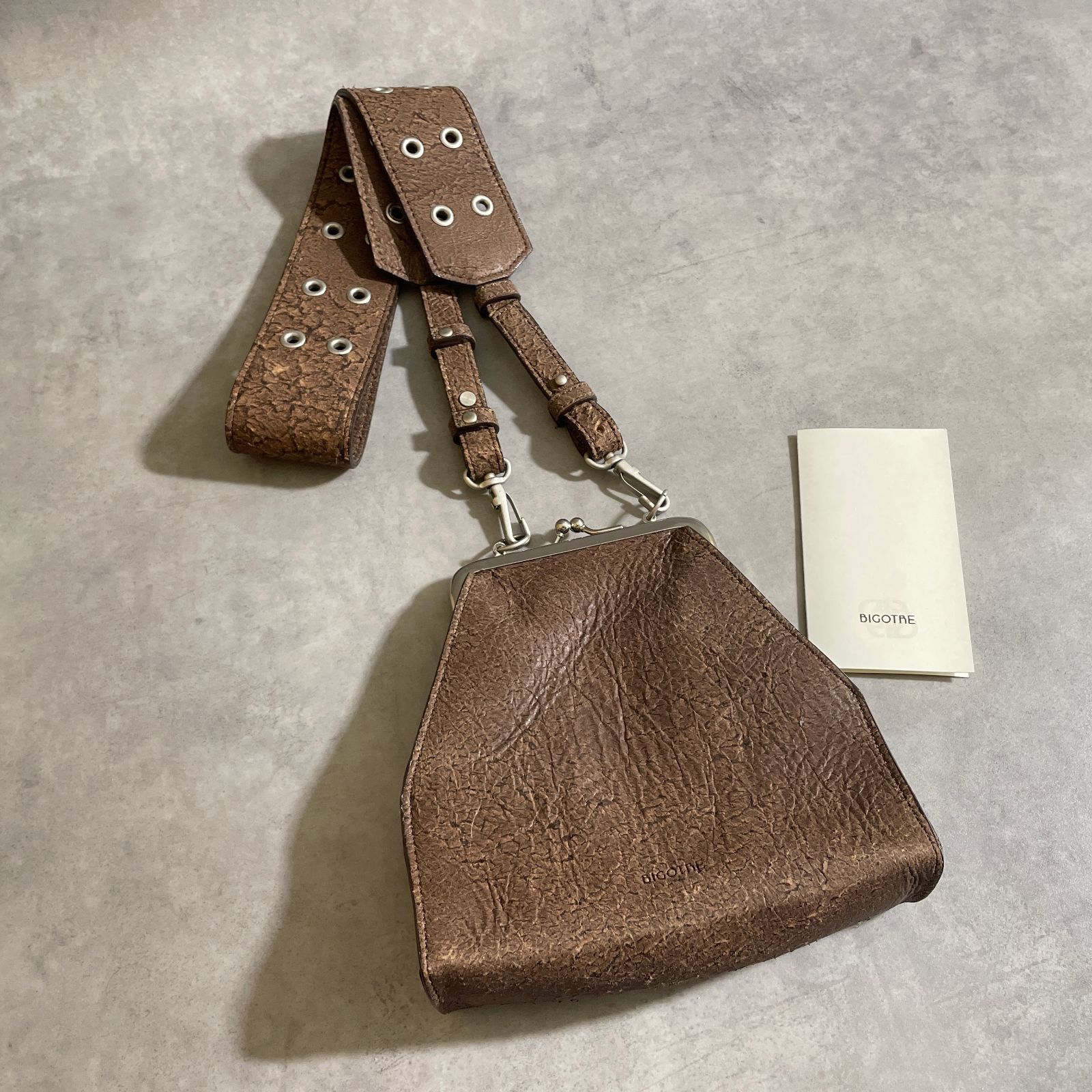 定価4.4万 BIGOTRE HANDY ERRAND SHABBY がま口 ミニショルダーバッグ 