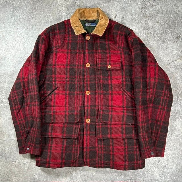 Polo by Ralph Lauren ポロラルフローレン レッド ウール チェック柄 ハンティングジャケット HUNTING JACKET 90's