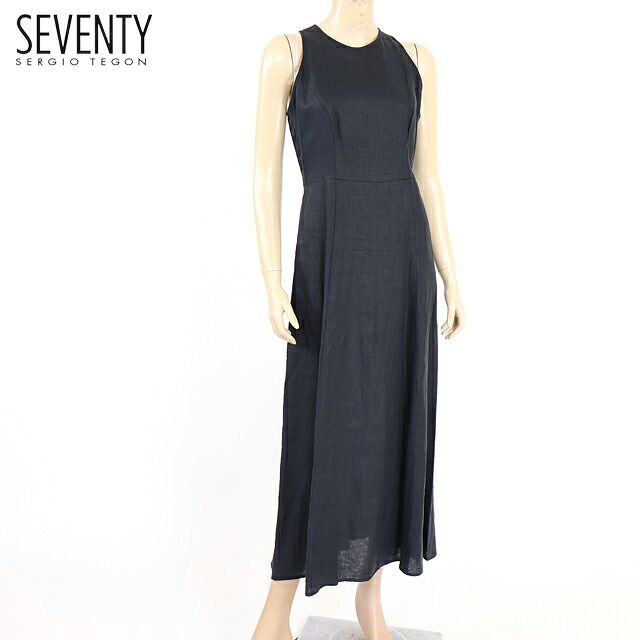 セブンティ SEVENTY レディース ロングワンピース バックジッパーデザインノースリフレアーロングワンピース ブラック系 イタリア製（サイズ/40）sk0271 16,086円
