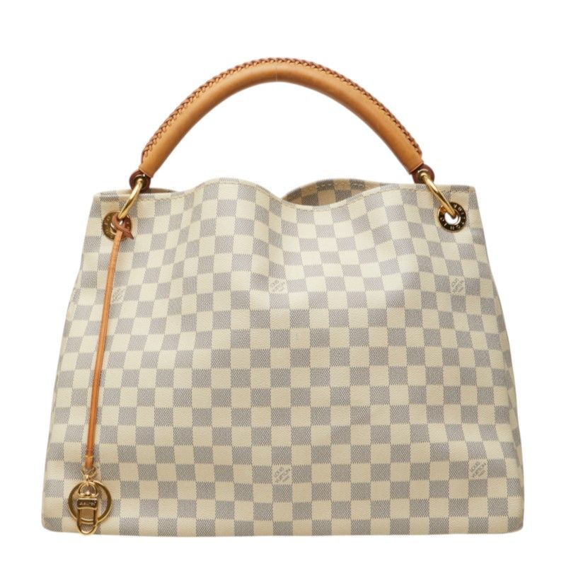 ルイ ヴィトン ダミエ アズール アーツィーMM トートバッグ N41174 ホワイト PVC レザー レディース LOUIS VUITTON【1-0284764】