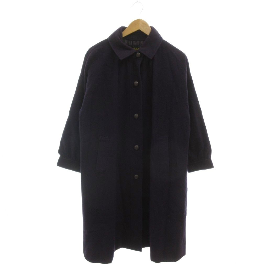 GARBO COLLECTION 美品 ステンカラーコート シングルブレスト くるみボタン 袖ギャザー カシミヤ 紫 パープル /MX ■ECG008