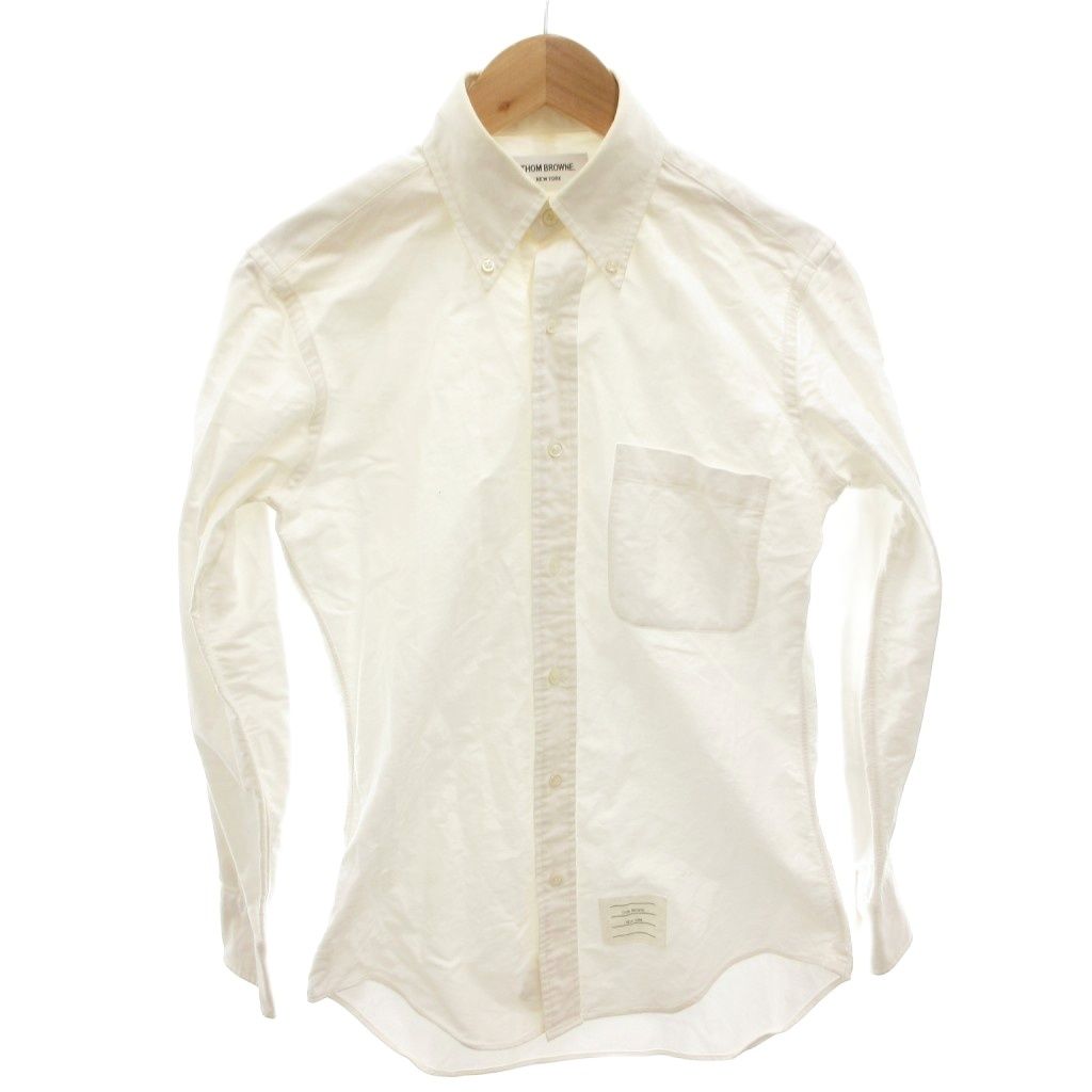 トムブラウン THOM BROWNE ボタンダウンシャツ 0 白 ホワイト 胸ポケット 長袖 無地 NWL001AW5259 /TL ■GY80 12,337円