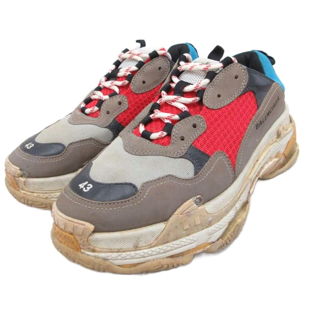 バレンシアガ BALENCIAGA トリプルS Triple S ダットスニーカー ローカット シューズ 28.5㎝ 青 ブルー マルチカラー 512175 ■IBO100