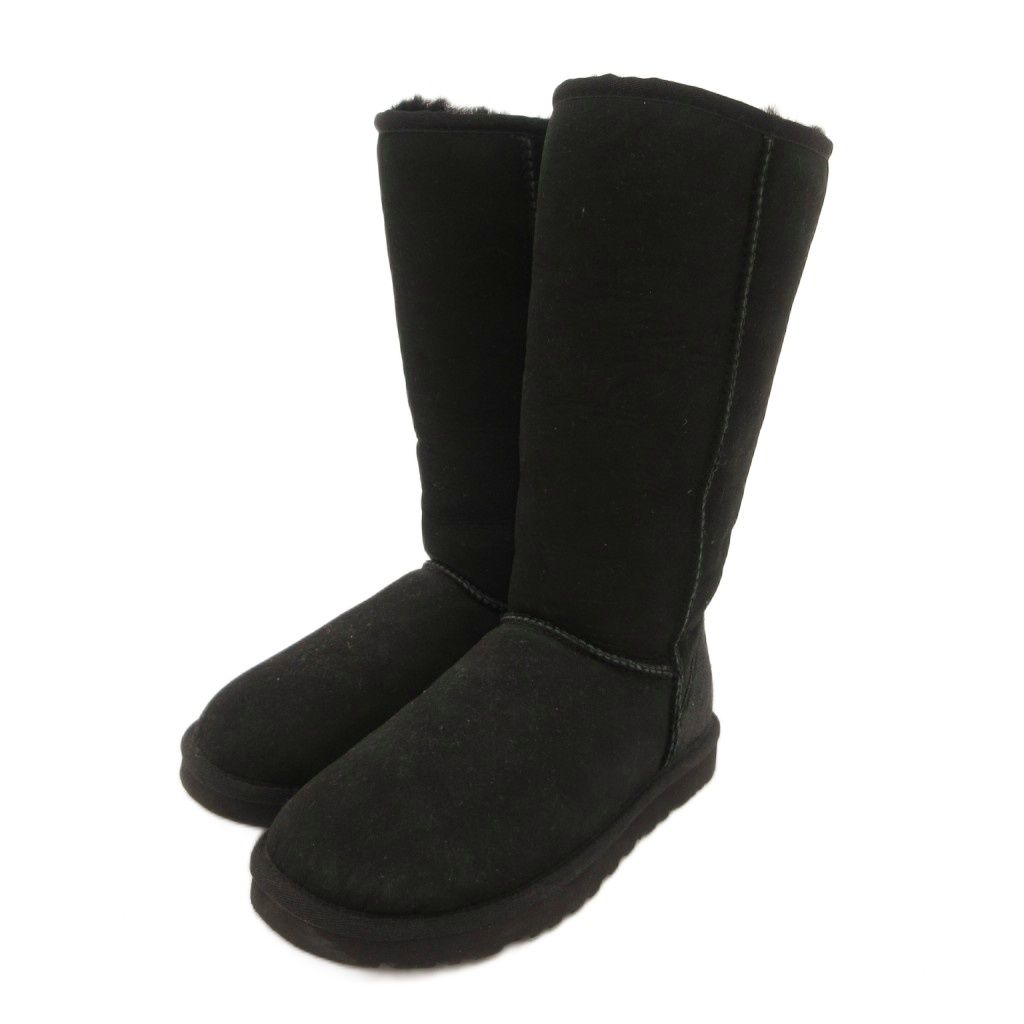 アグ オーストラリア UGG australia ムートンブーツ シューズ ロング スエード 24cm 黒 ブラック F10012EM /JS ■GY50