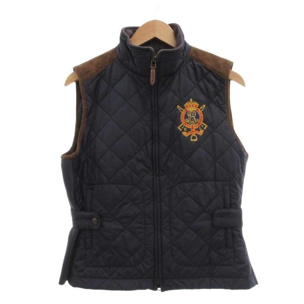 ラルフローレン RALPH LAUREN ベスト キルティング エンブレム刺繍 紺 ネイビー 茶 ブラウン /SX ■GY50 10,147円