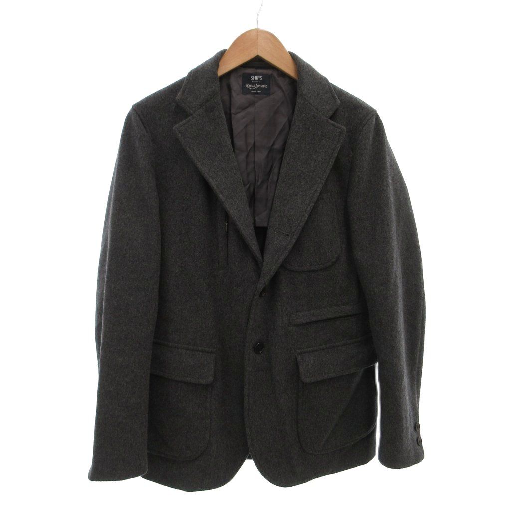 シップス SHIPS × KAPTAIN SUNSHINE コラボ MELTON TRAVELLER JKT テーラードジャケット シングルブレスト 3B ウール M グレー KS X SHIPS X JK01 /MX ■GY50