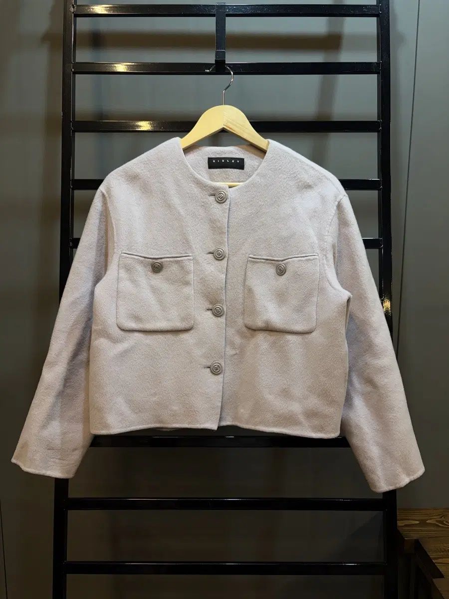 42 シスレー SISLEY ノーカラー ウール ジャケット 3 9