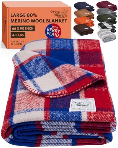 【数量限定】メリノウールブランケット、洗えるアウトドアスローブランケット、66インチx90インチ Mammoth Woolly