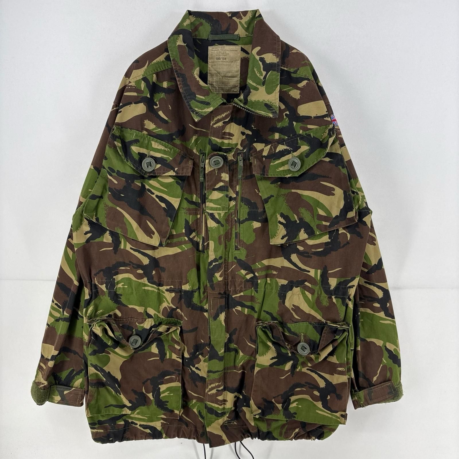 古着 ジャケット ミリタリー イギリス軍 コンバット フルジップ カモフラ 迷彩 180/104 グリーン系 メンズ