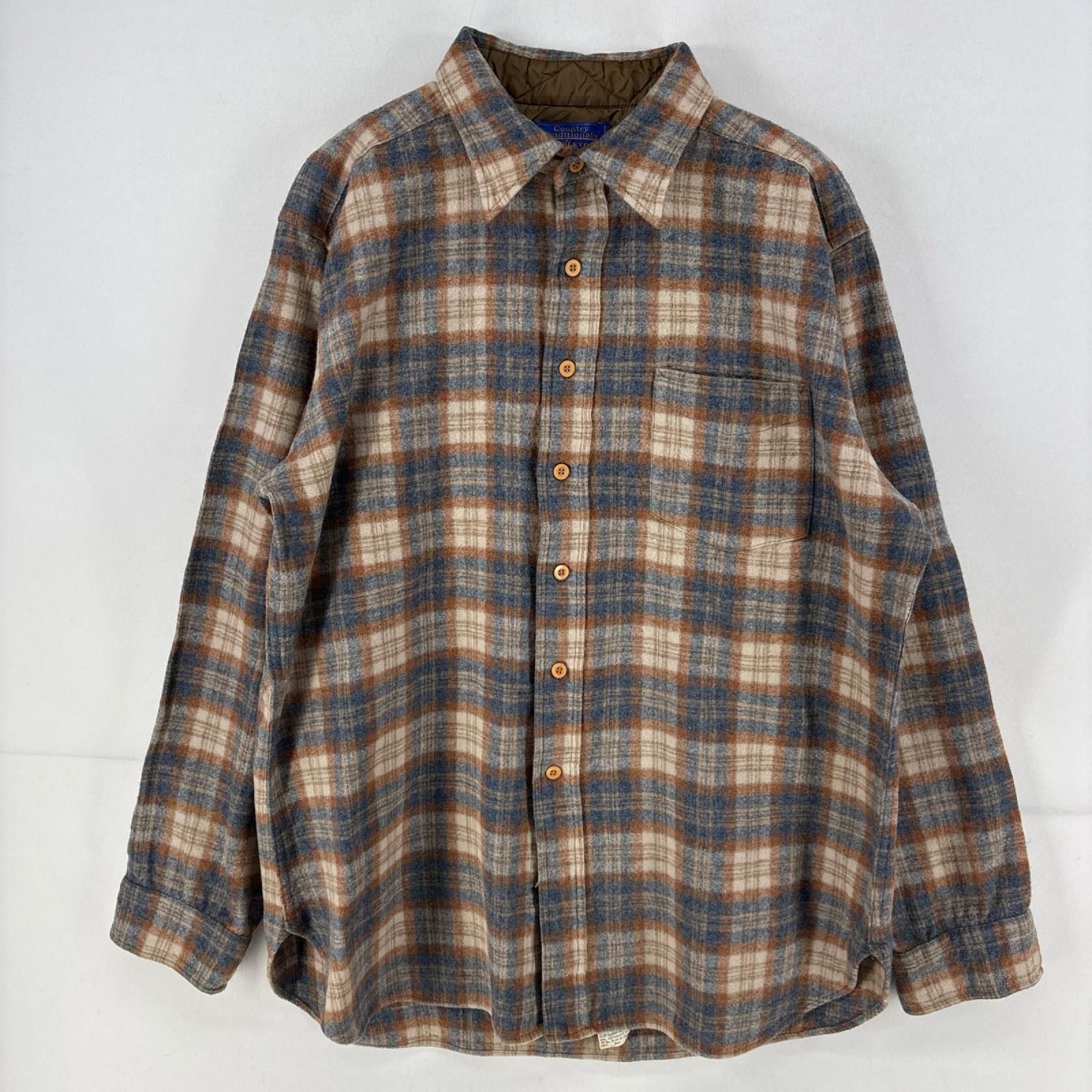 古着 80's/80年代 ペンドルトン PENDLETON ジャケット ウール チェック シャツ XL ベージュ系 チェック メンズ
