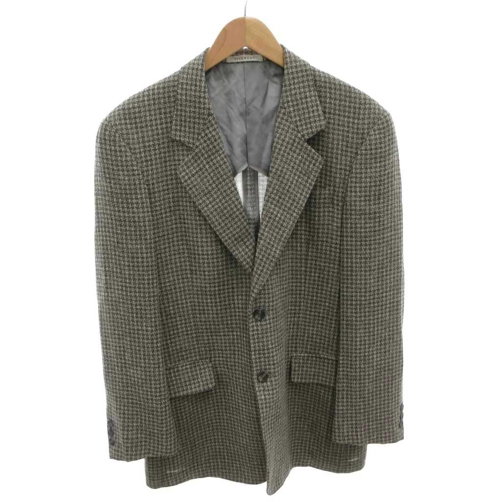 ジバンシィ GIVENCHY テーラードジャケット ウール 180 グレー チェック柄 背抜き 長袖 Y210 /TL ■AWS1