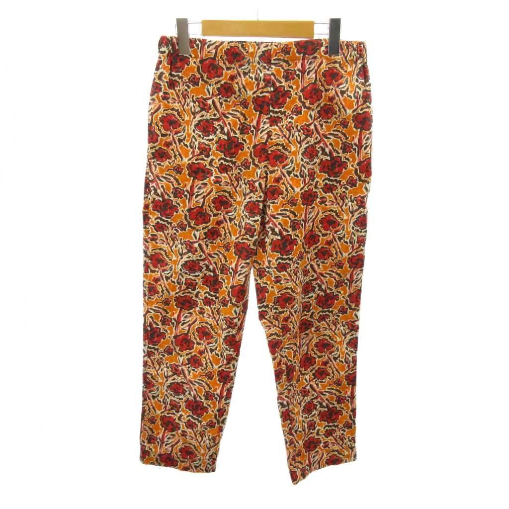 マルニ MARNI 美品 イージーパンツ スラックス クロップド 花柄 40 赤 レッド オレンジ 0826