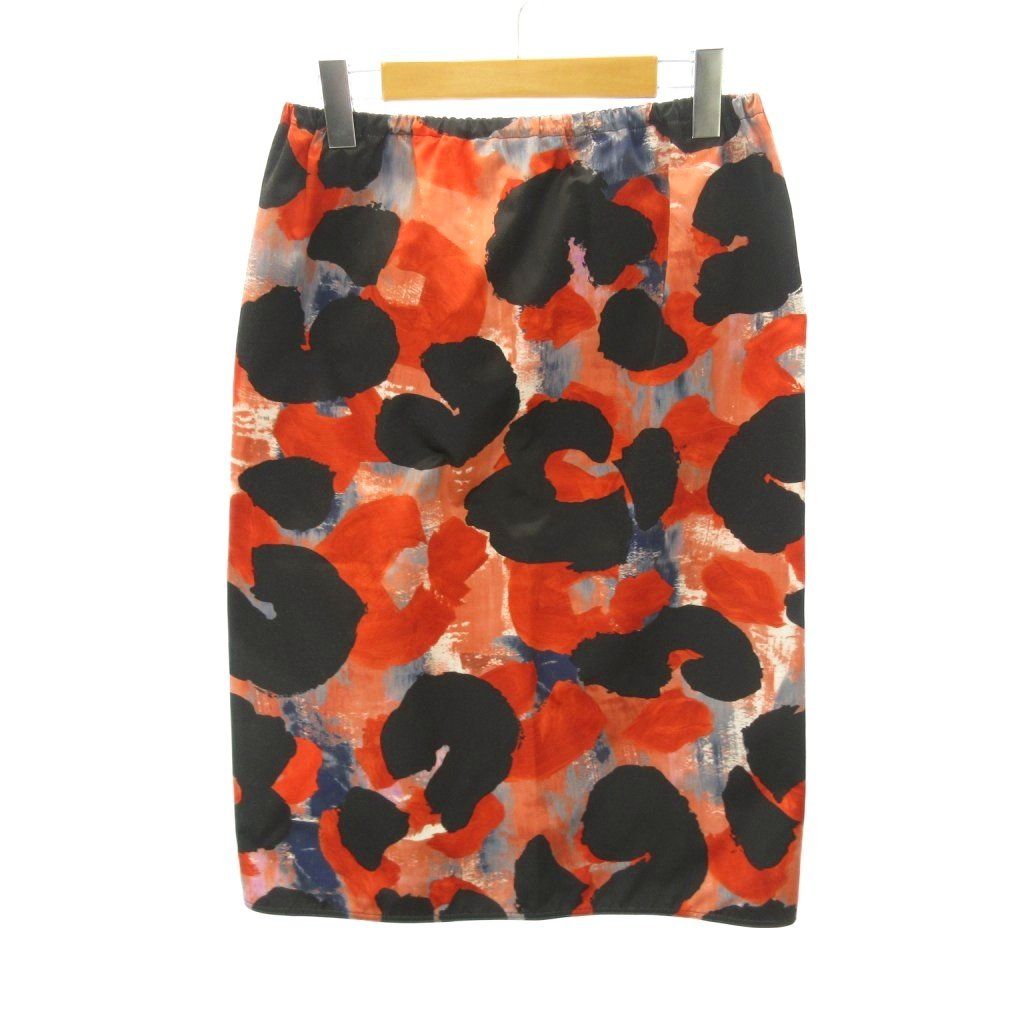 マルニ MARNI 美品 タイトスカート 総柄 ひざ丈 40 オレンジ 黒 ブラック 0826 6,497円