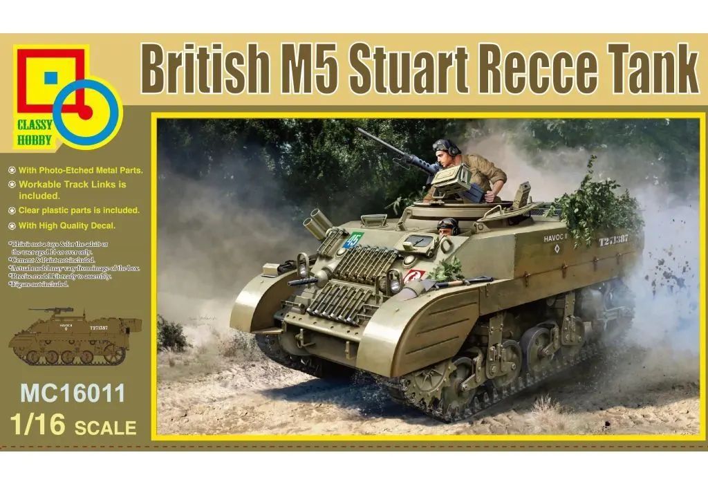 【新品】プラモデル 1/16 イギリス軍 M5 スチュアート 偵察戦車 [CLHMC16011]