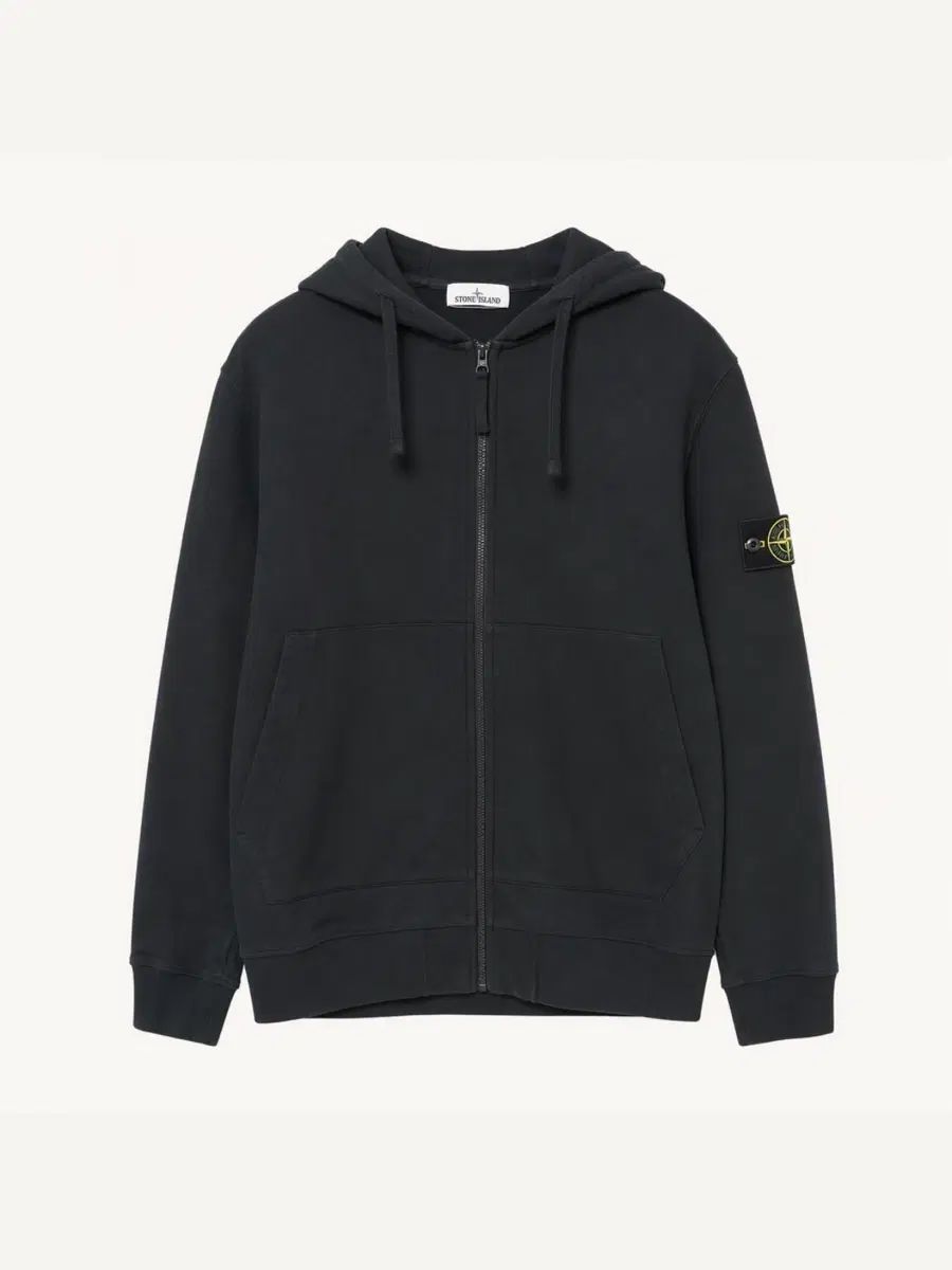 ストーンアイランド ワッペン フーディー ジップアップ ブラック (XXL)