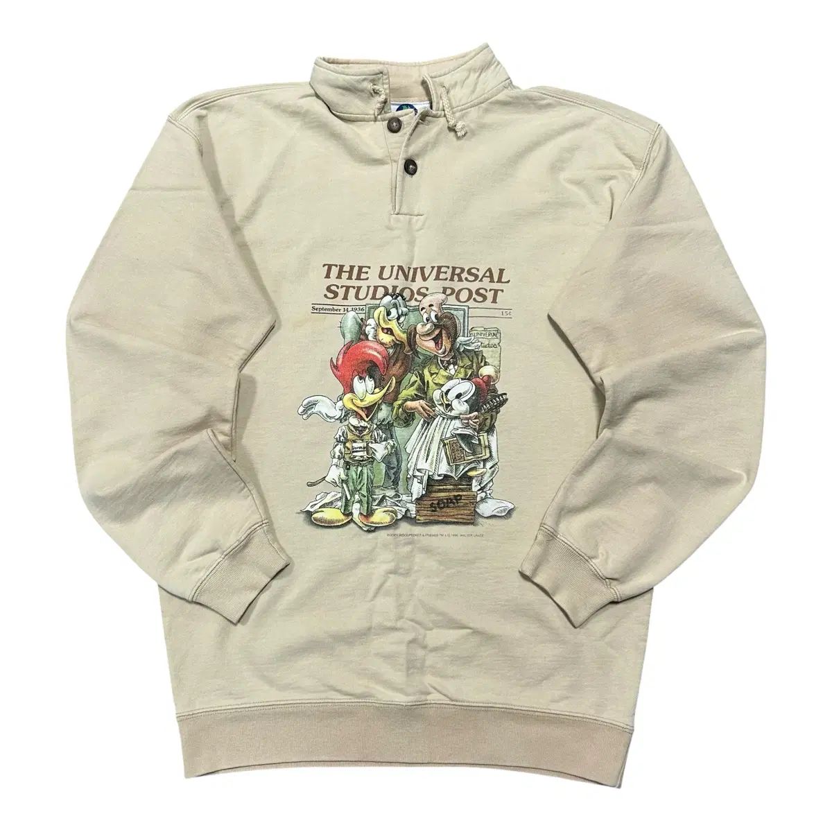 ユニバーサルスタジオ 90s ウッディ ウッドペッカー ハーフジップアップ ヘンリーネック スウェット シャツ
