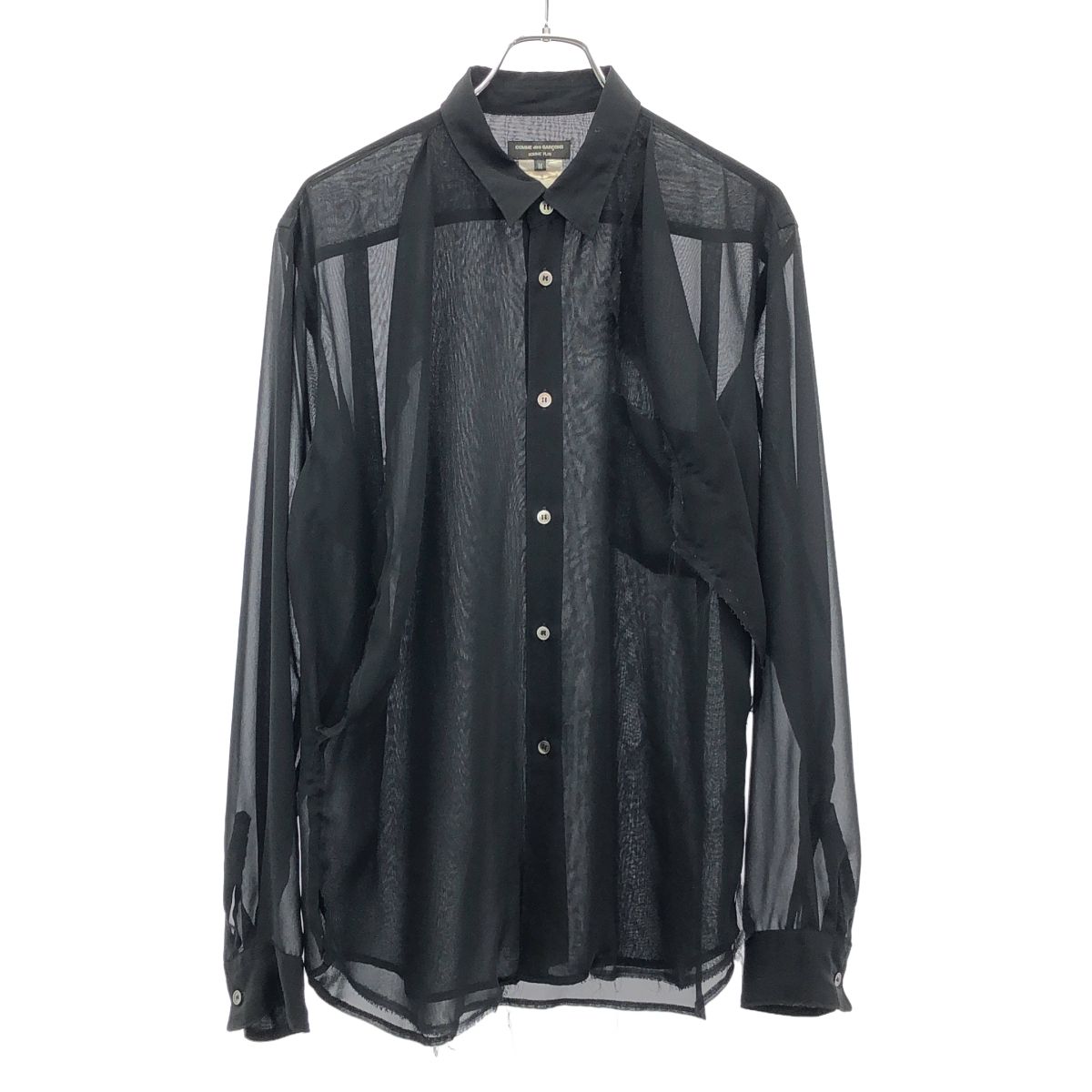 COMME des GARCONS HOMME PLUS コム デギャルソンオムプリュス カットオフレイヤードシースルーシャツ PP-B013-051 ブラック M