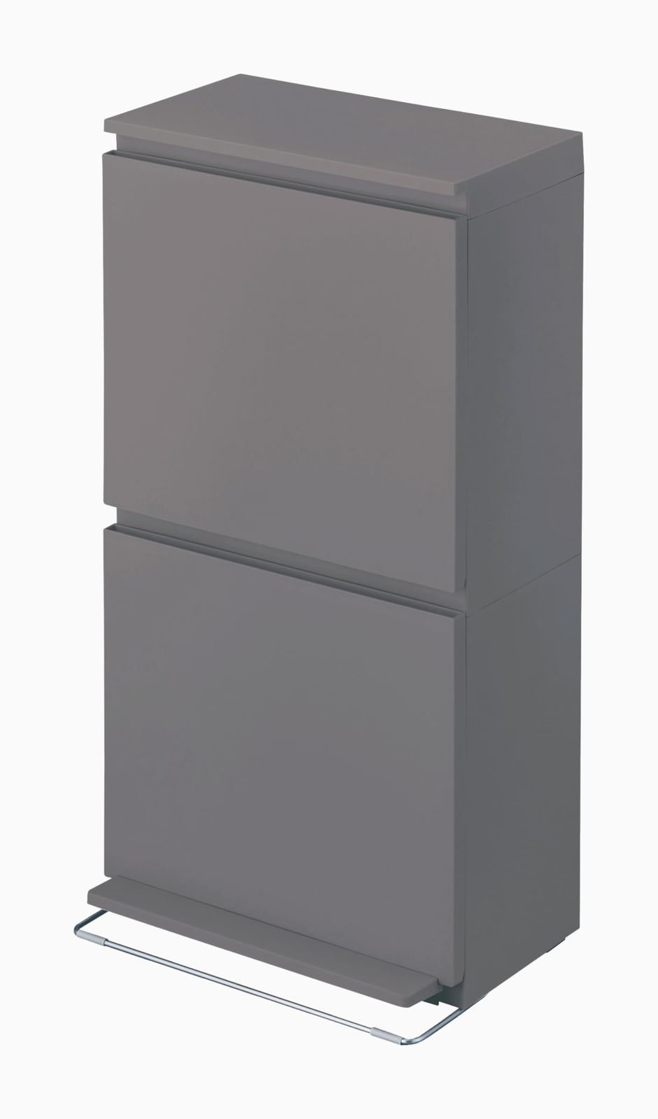 【半完成品】アスベル ゴミ箱 40L 2段 分別 縦型 薄型 収納ボックス ペダル フラップ式 日本製 おしゃれ キッチン リビング ダストボックス タオルラック 鏡面仕上げ 幅40×奥行28×高さ76cm グレー 分別ペダル２段ワイド40 A6887 Ama