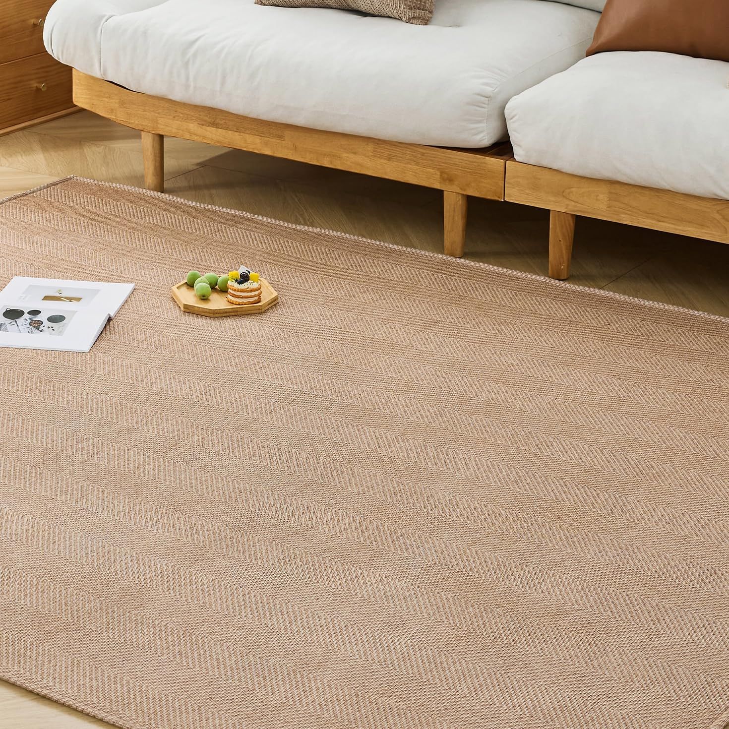 VK Living ラグ カーペット 春 夏 ヘリンボーン柄 190×240cm(約3畳) ブラウンーma
