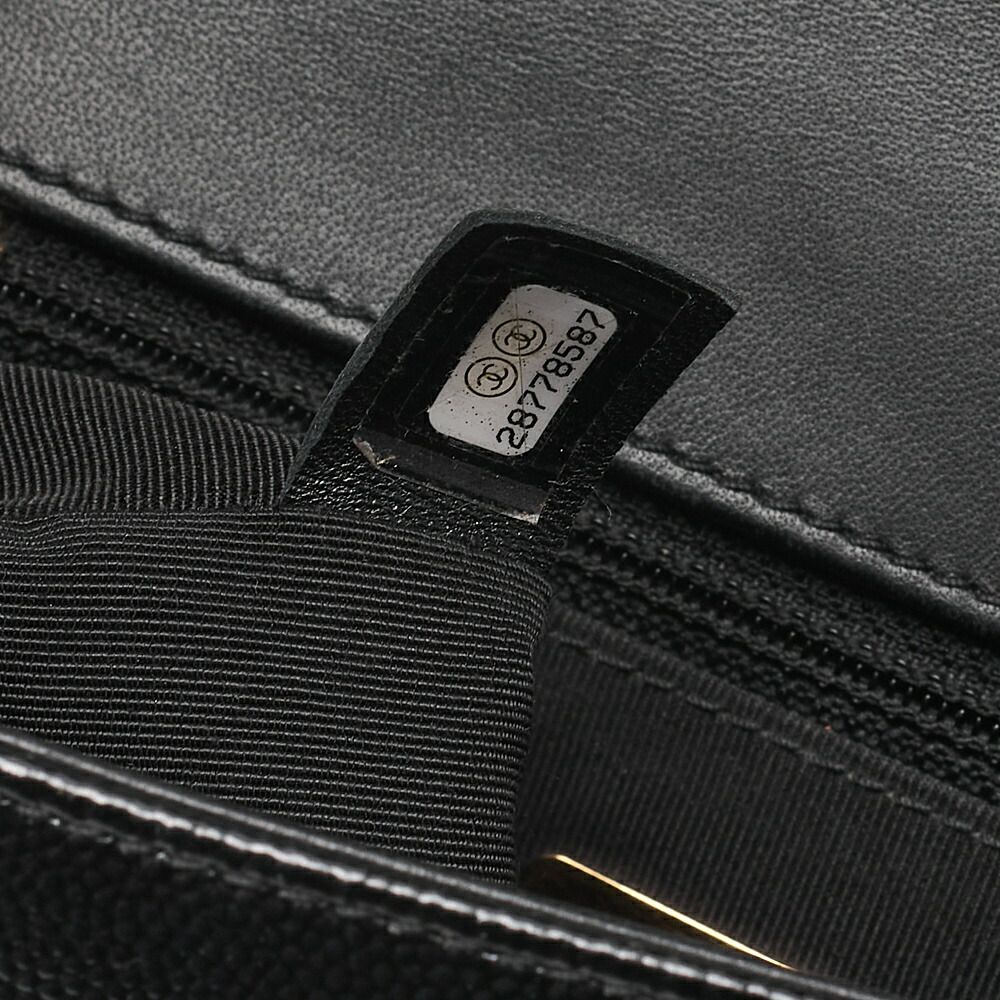CHANEL シャネル 　チェーンショルダーバッグ　マトラッセ　シングルフラップ　カーフスキン×キャビア型押しエナメルレザー 　黒 ゴールド金具 　レディース【中古】【送料無料】
