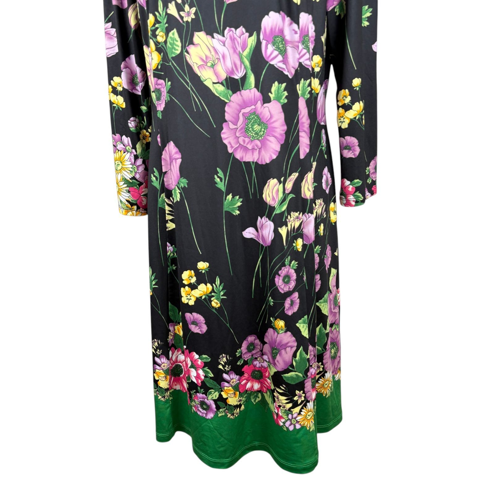 Super Beauty スーパービューティー ワンピース 42 XL ブラック 黒 花 