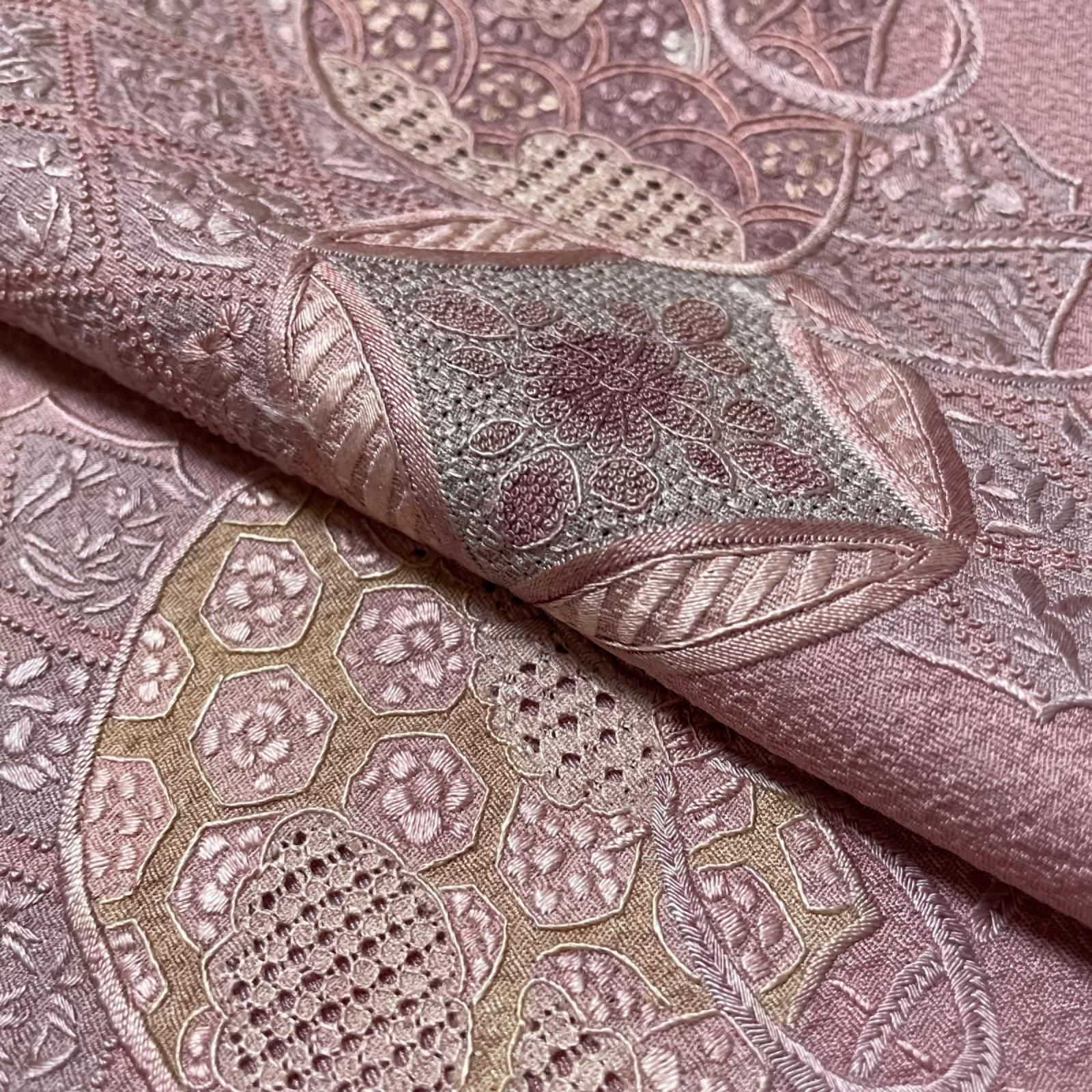 蘇州 汕頭 相良刺繍 中国三大刺繍 付下げ 着物 正絹 X-8381