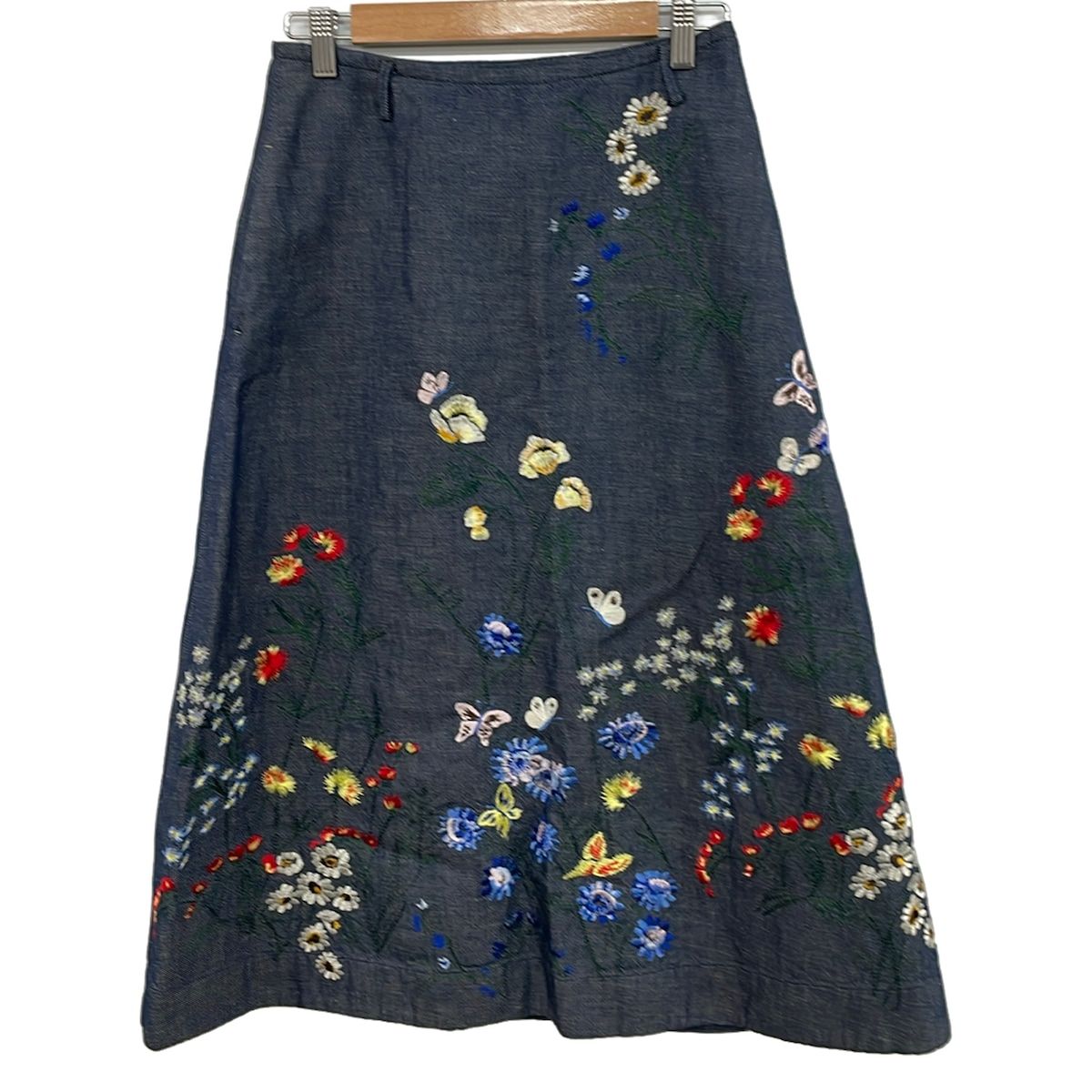 45R(フォーティーファイブ・アール) ロングスカート レディース ダークネイビー×マルチ デニム/刺繍/花柄 27,720円
