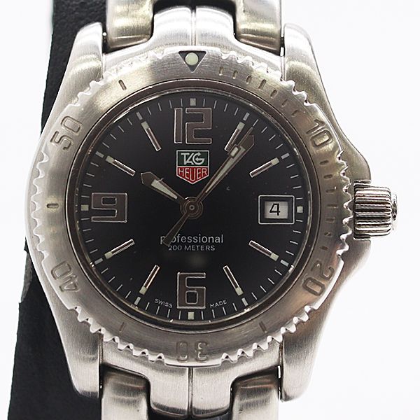 良品 稼働 タグホイヤー リンク プロフェッショナル200ｍ WT1310 QZ デイト ブラック文字盤 メンズ腕時計 0313500 9BGT IGW ABC30056