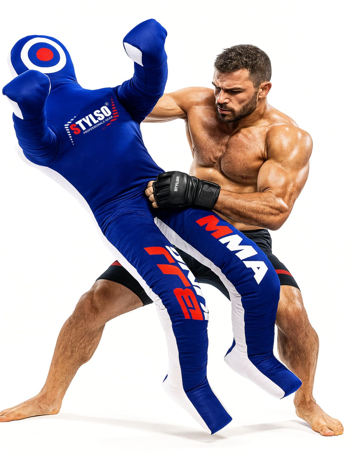 Stylso レスリング ダミー グラップリング ダミー-BJJ ダミー MMA 柔道 空手 格闘 トレーニング 柔術 ダミー 充填なし 投げ パンチング 練習 柔術 ダミー-座る-ブルー [ブルー] [5ft / 60