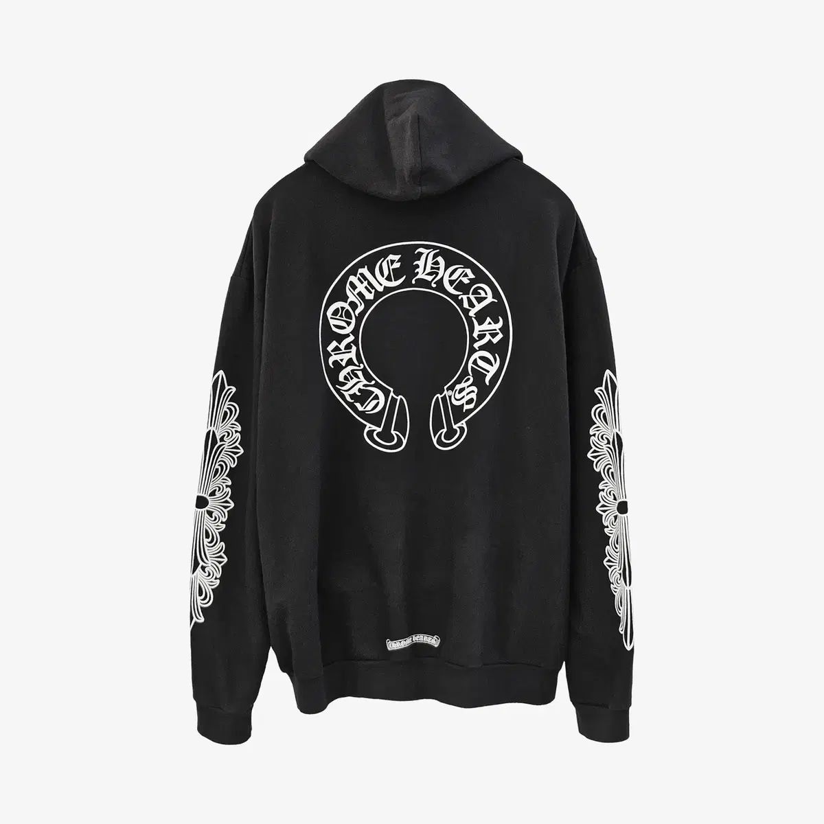 CHROME HEARTS クロムハーツ ホースシュー フローラル ロゴ フリース フーディー ジップアップ XXL ブラック F8BQI4BP