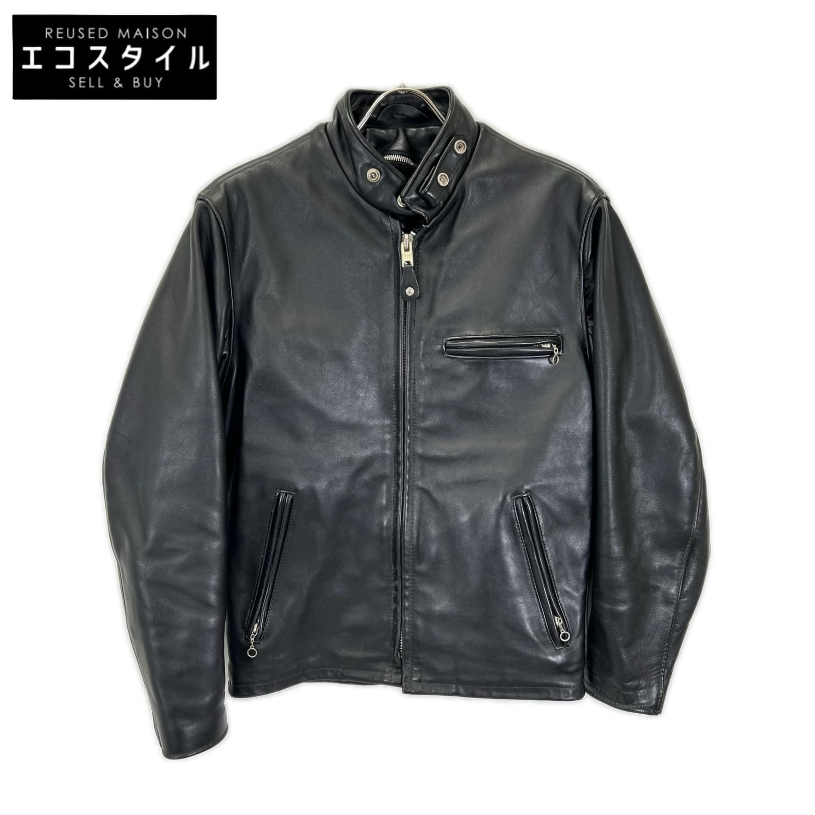 schott　ショット　ブラック 641 ライナー付きシングルライダースジャケット　36
