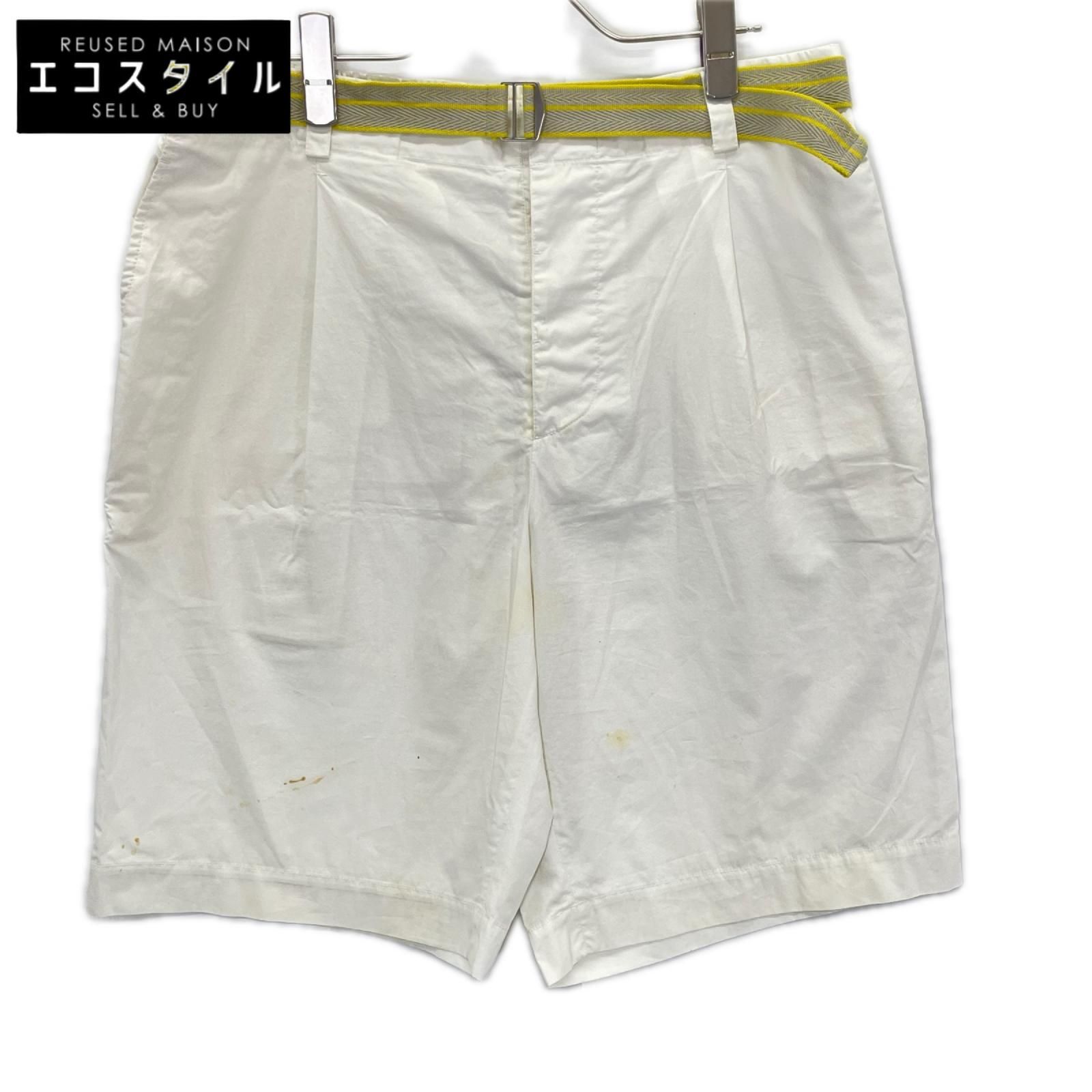 HERMES　エルメス　ホワイト ベルト付き ショーツ　42