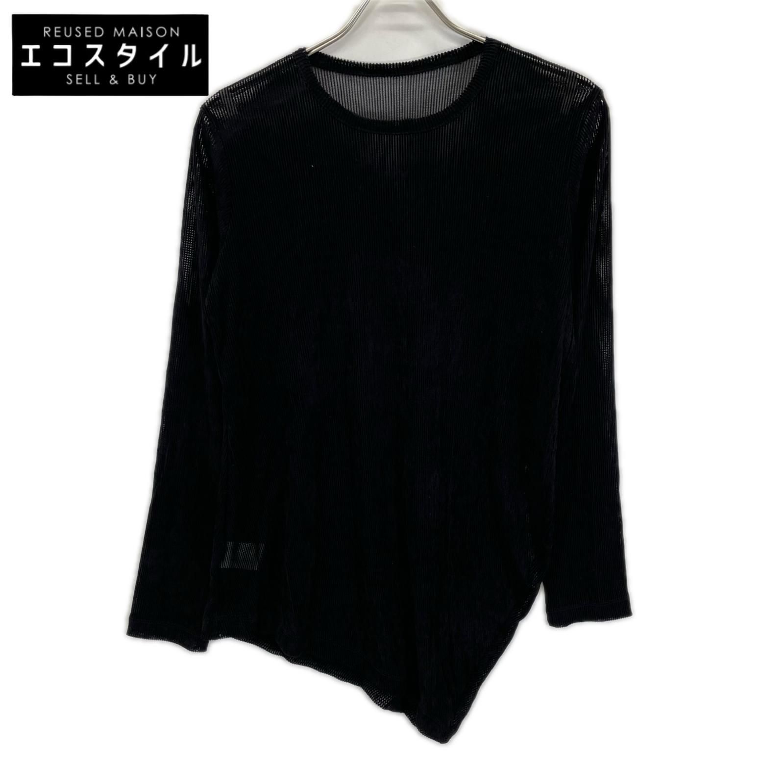 Y's　ワイズ　YP-T67-564 ブラック NY TULLE DLOCKED ROUND NECK T　2