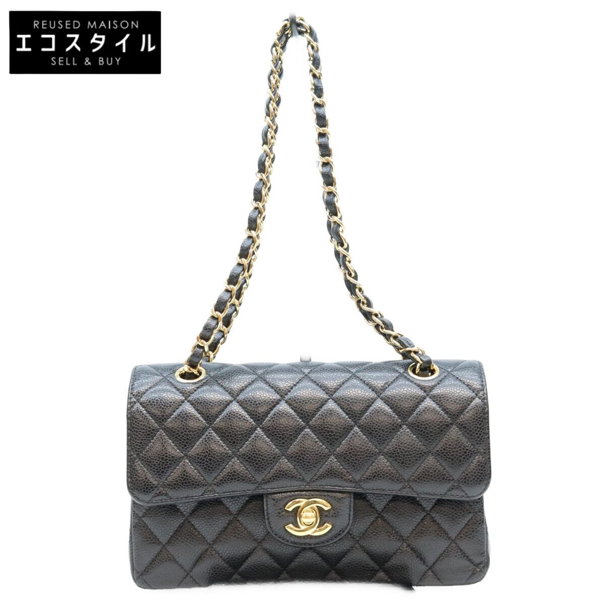 CHANEL シャネル A01113 黒 キャビア G金具 マトラッセ23 ショルダーバッグ