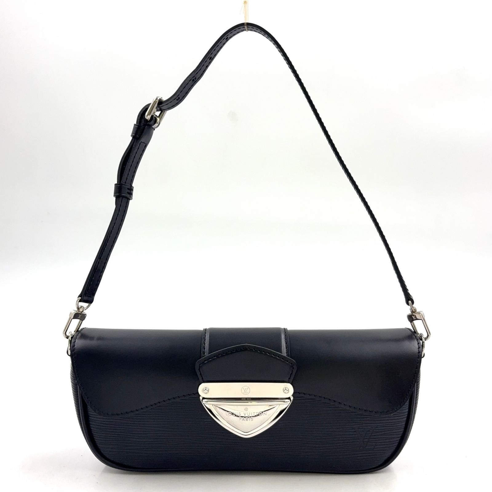 【新着】LOUIS VUITTON ポシェット モンテーニュ エピ ノワール レザー ブラック ショルダーバッグ シルバー M59292