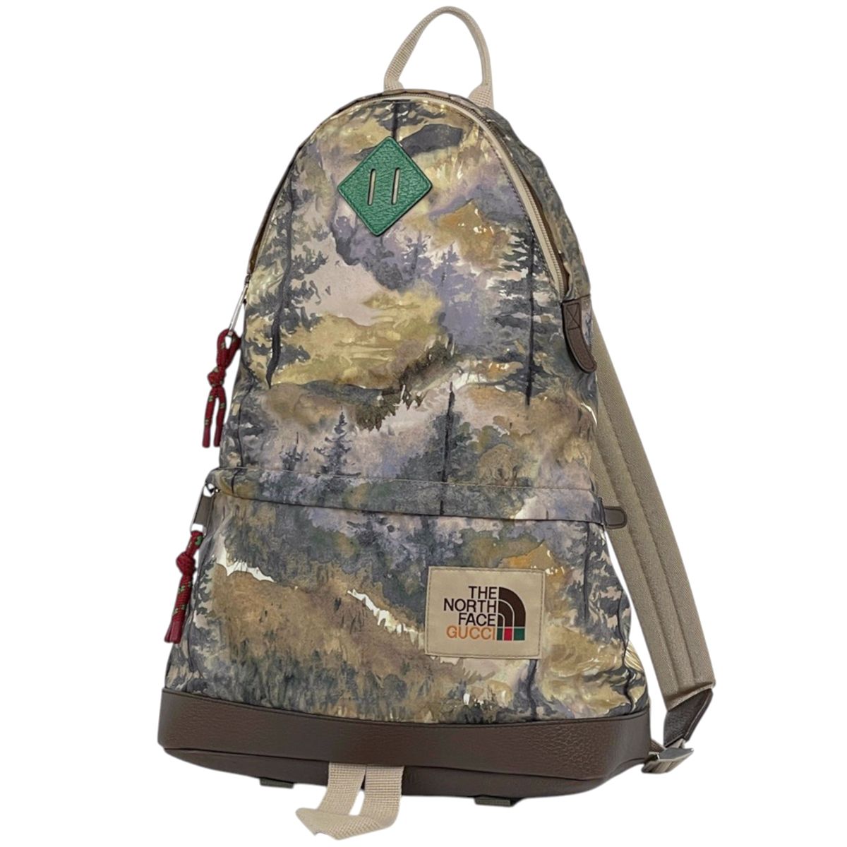 グッチ GUCCI リュック ノースフェイス コラボ バックパック ナイロン ベージュ マルチカラー 650288 レディース 【中古】