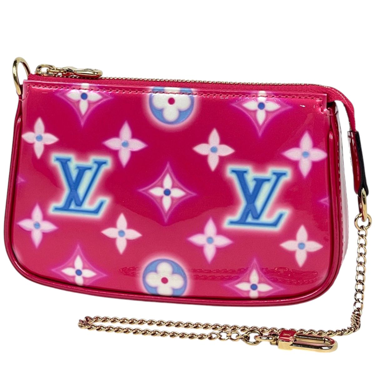 ルイ・ヴィトン Louis Vuitton ミニ ポシェット アクセソワール アクセサリーポーチ モノグラムヴェルニ フューシャ(ピンク) M81144 レディース 【中古】