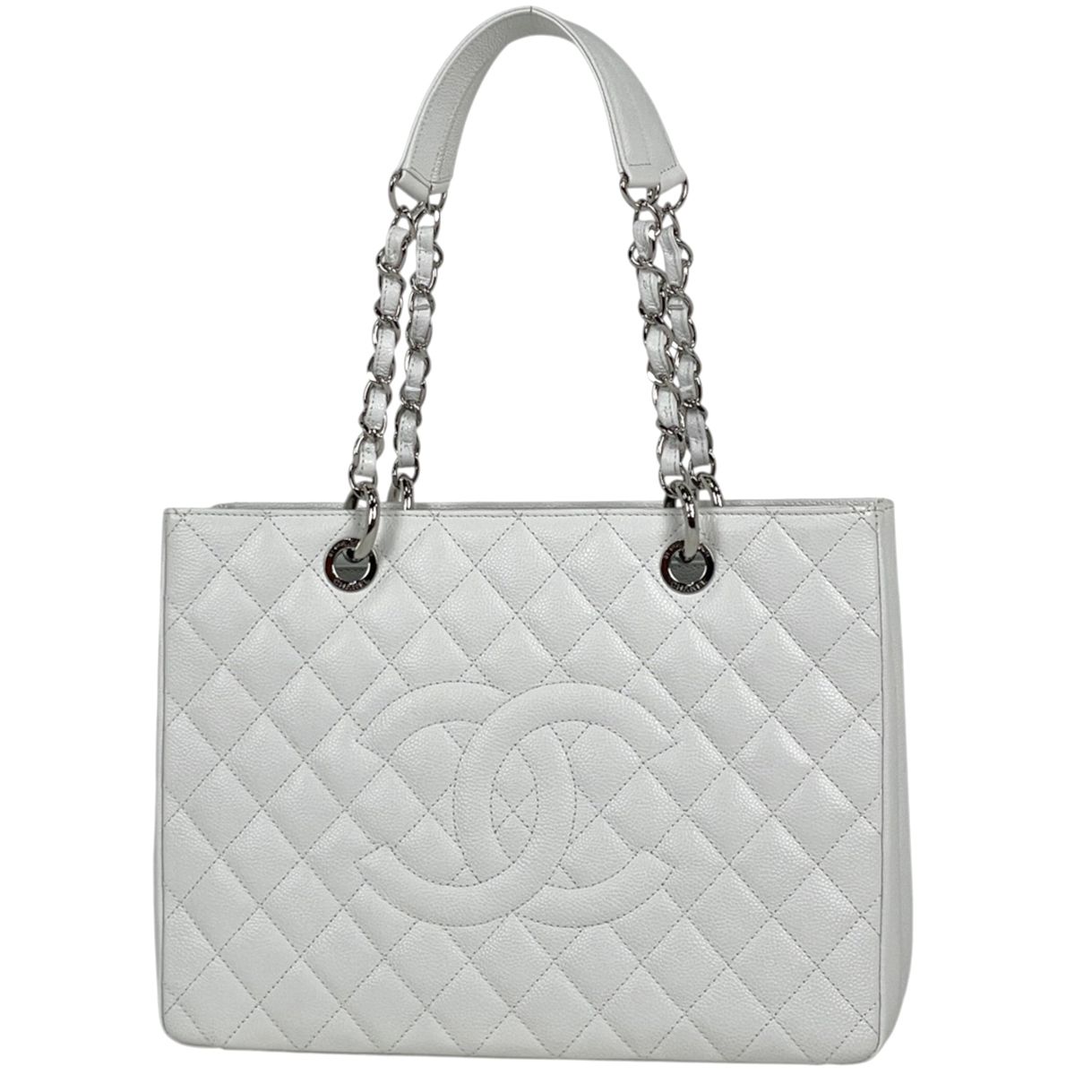 シャネル CHANEL トートバッグ ココマーク マトラッセ キャビアスキン ホワイト レディース 【中古】