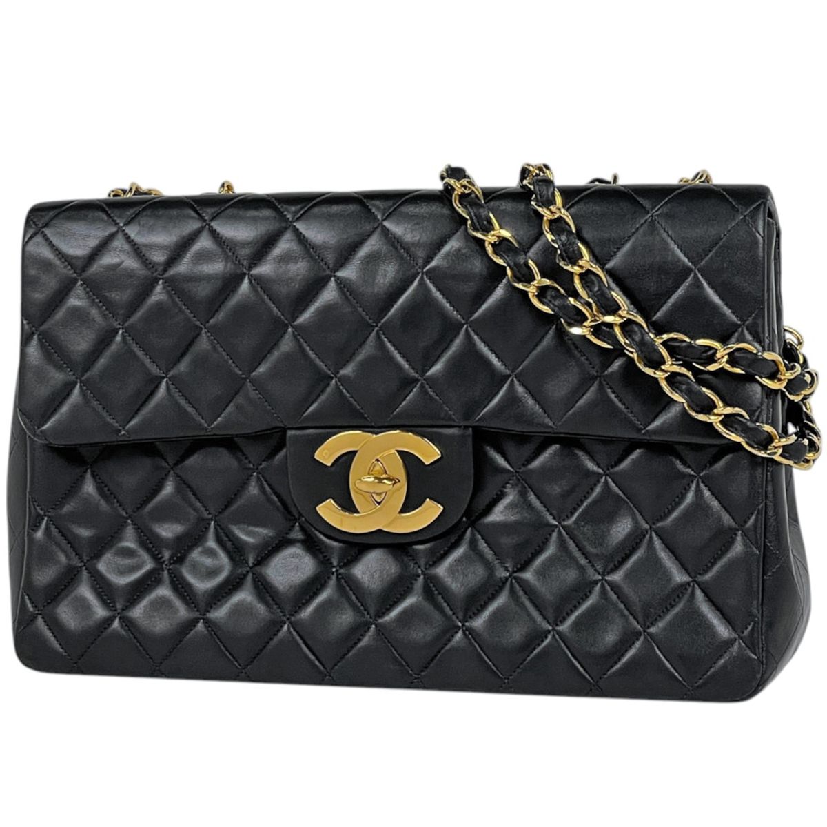 シャネル CHANEL ショルダーバッグ デカ マトラッセ ココマーク レザー ブラック A01094 レディース 【中古】